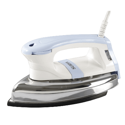 Macho Plus Dry Iron 1000W gives quick heating with a non stick soleplate and ergonomic build Made for smooth ironing 