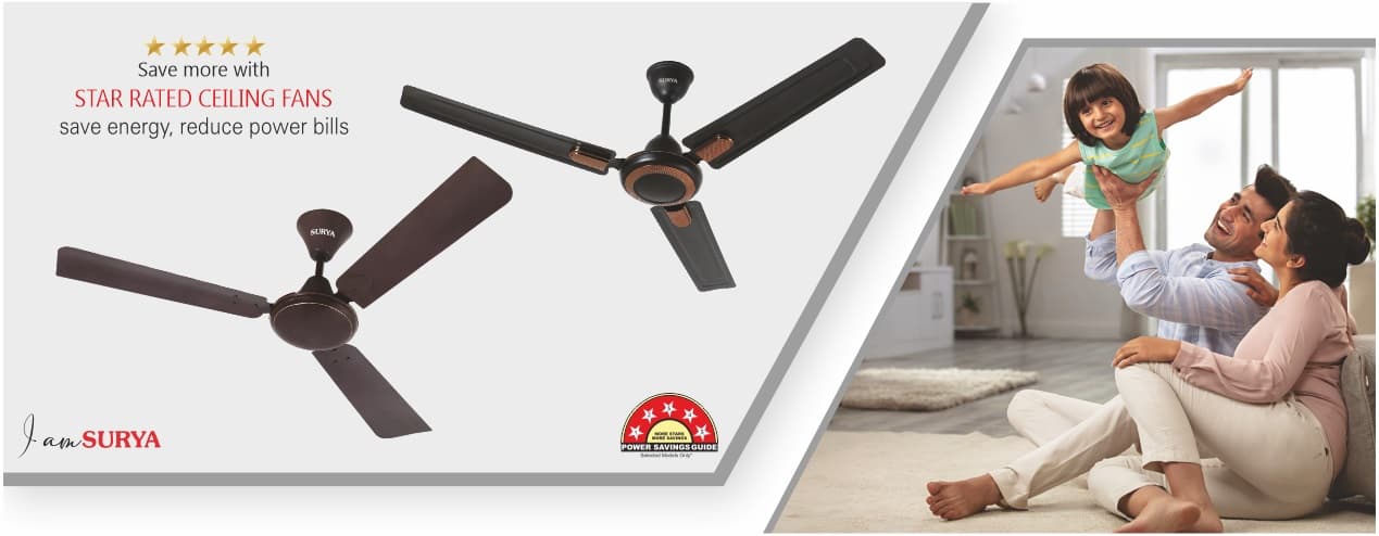 Surya Standard Ceiling Fans offer dependable airflow