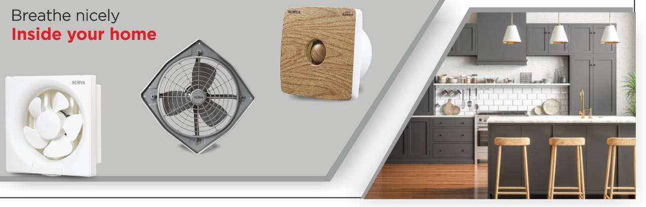 Surya Domestic Exhaust Fans are designed for efficient and quiet airflow