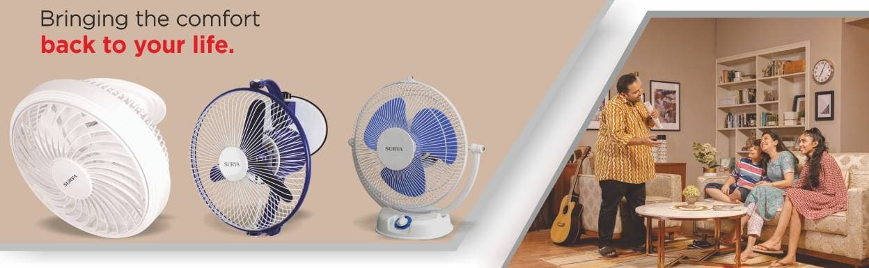 Surya Personal Fans are designed for individual comfort with compact size